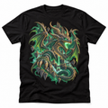 Emerald Dominion green dragon graphic T-shirt – flat black tee mockup