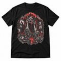 Dead Channel black graphic T-shirt with distorted television static and red analogue horror artwork – Astral Drift