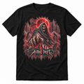 Moon Revenant black dark fantasy graphic T-shirt with blood-red eclipse and ravens – Astral Drift