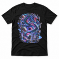 Void Serpent black cosmic graphic T-shirt with detailed surreal serpent artwork – Astral Drift