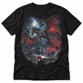 Jersey Devil black T-shirt with a horned winged creature beneath a moon