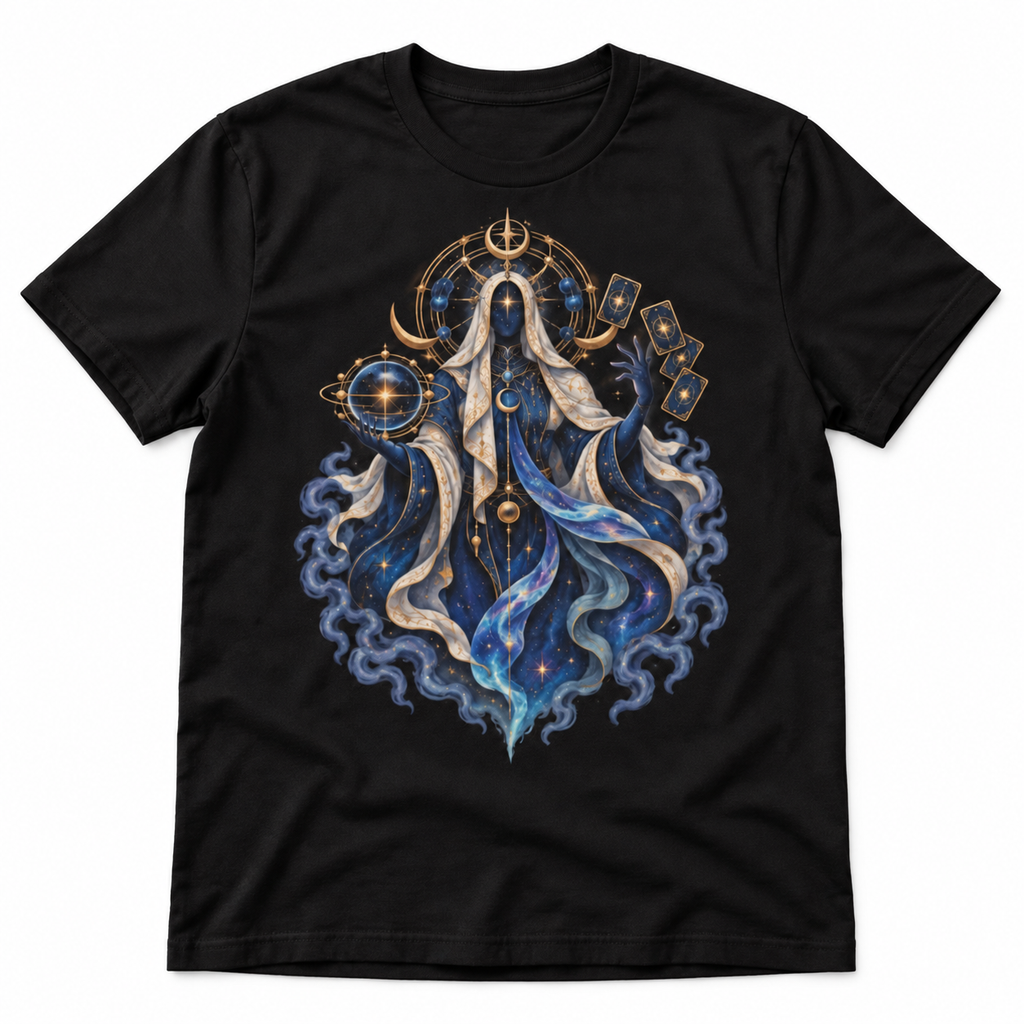 Astral Oracle black graphic T-shirt by Astral Drift