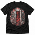 Room 13 black graphic T-shirt with distressed red analogue horror artwork – Astral Drift