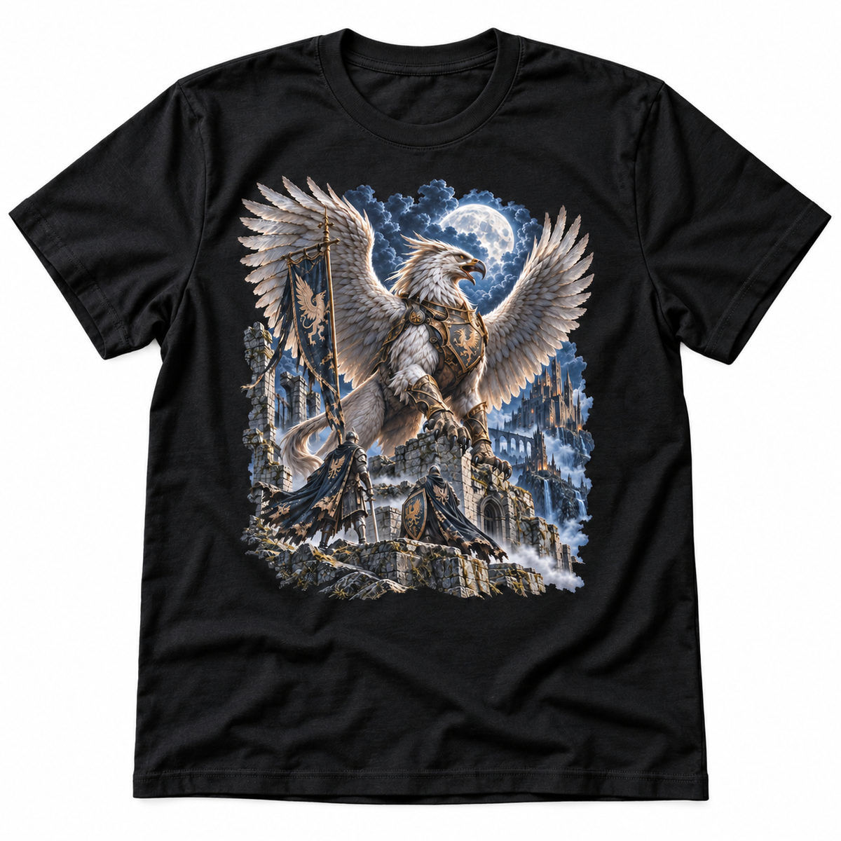 The Pale Gryphon black graphic T-shirt by Astral Drift