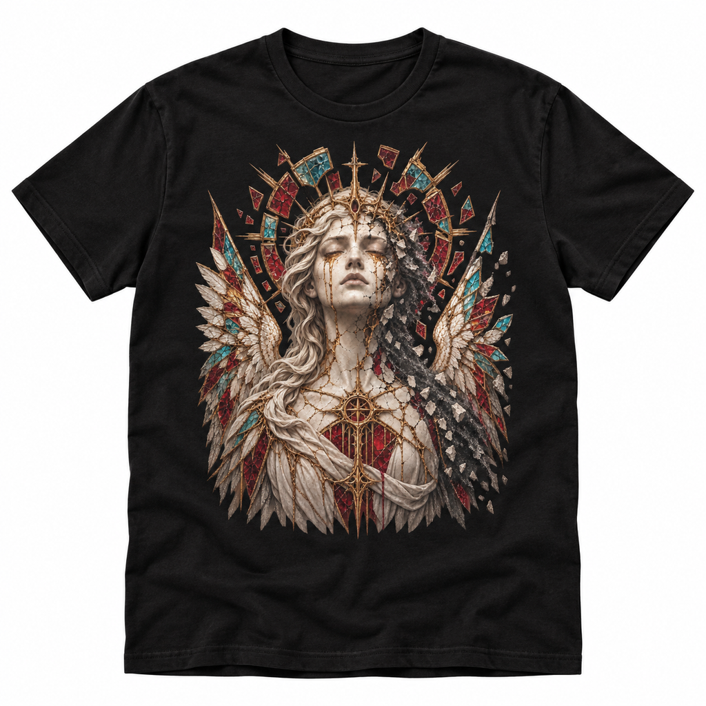 Weeping Saint black gothic graphic T-shirt by Astral Drift
