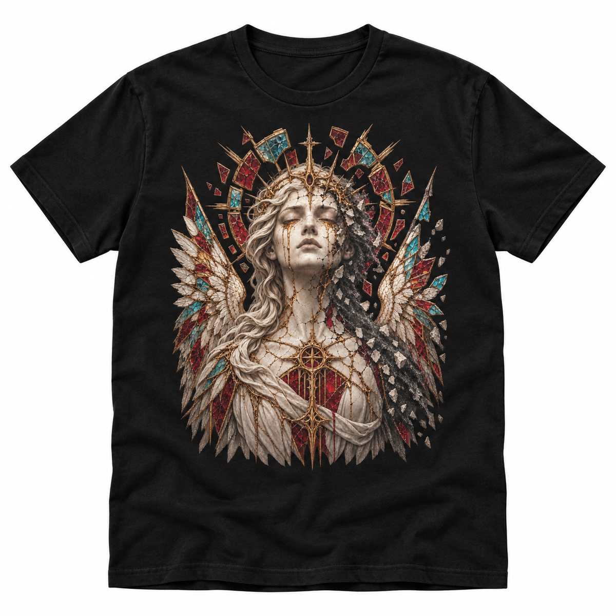 Weeping Saint black gothic graphic T-shirt by Astral Drift