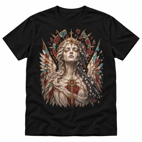 Weeping Saint black gothic graphic T-shirt by Astral Drift