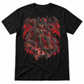 The Wyrm King red dragon fantasy graphic T-shirt – flat black tee mockup