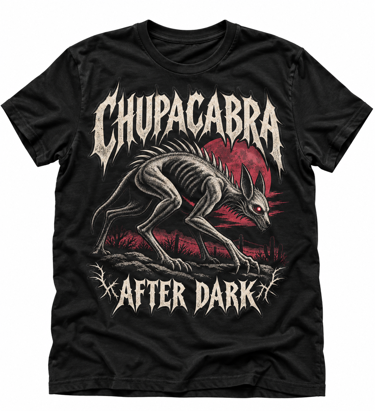 Chupacabra - After Dark black graphic T-shirt by Astral Drift