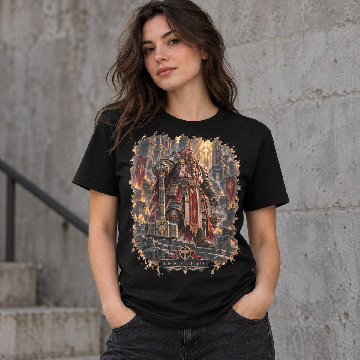 The Cleric fantasy class graphic T-shirt by Astral Drift – alternate view