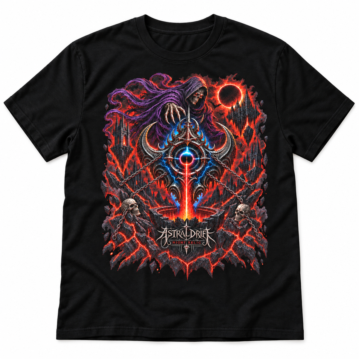 Night Relic black graphic T-shirt by Astral Drift