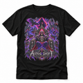 Void Throne black graphic T-shirt by Astral Drift with skeletal monarch and cosmic gothic artwork